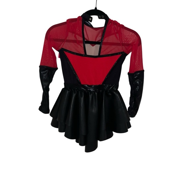 Weissman red black faux leather sequins dance dress costume child medium mc - Picture 6 of 7
